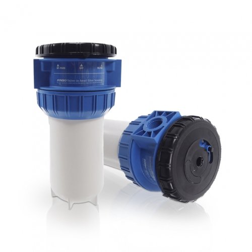 RF JUMBO FILTERGEH&AMP;AUML;USE  10 ZOLL FARBE BLAU / WEISS MIT INTEGRIERTEM BYPASS