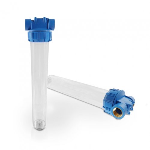 STANDARD FILTERGEH&AMP;AUML;USE  20 ZOLL FARBE BLAU / TRANSPARENT 1&QUOT; MESSING - INNENGEWINDE